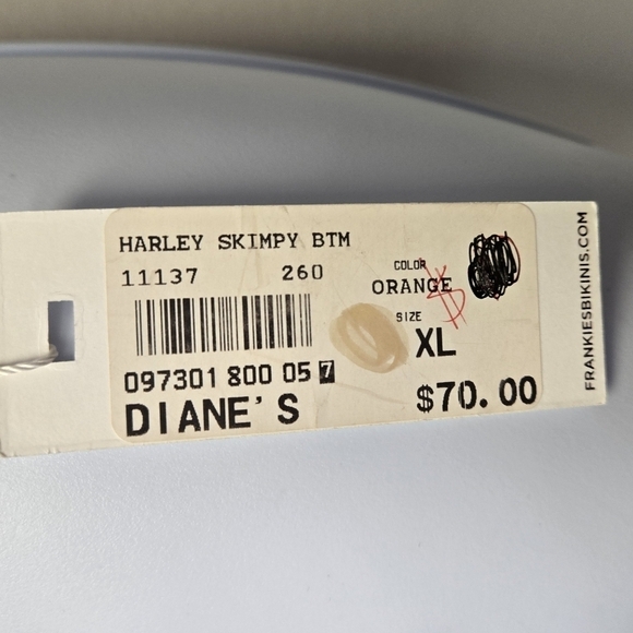 Frankies Bikinis Harley Cheeky Bikini Bottom Orange XL - Picture 7 of 9